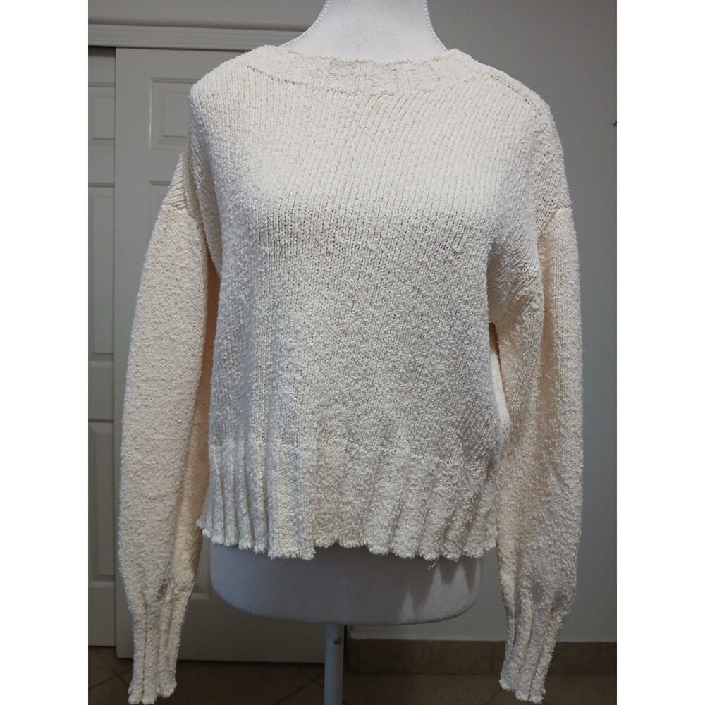 J.Crew Womens M Mock Neck Ivory Chenlle Knit Sweater Cozy Pullover - Picture 2 of 15